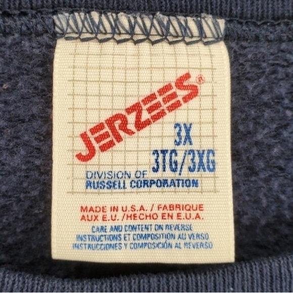 Vtg Y2K Jerzees Russell Navy Sweatshirt Mens 3XL Blank Heavyweight Normcore USA - Picture 2 of 9